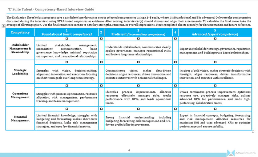 ‘C’ Suite Talent Competency Based Interview Guide - Image 6